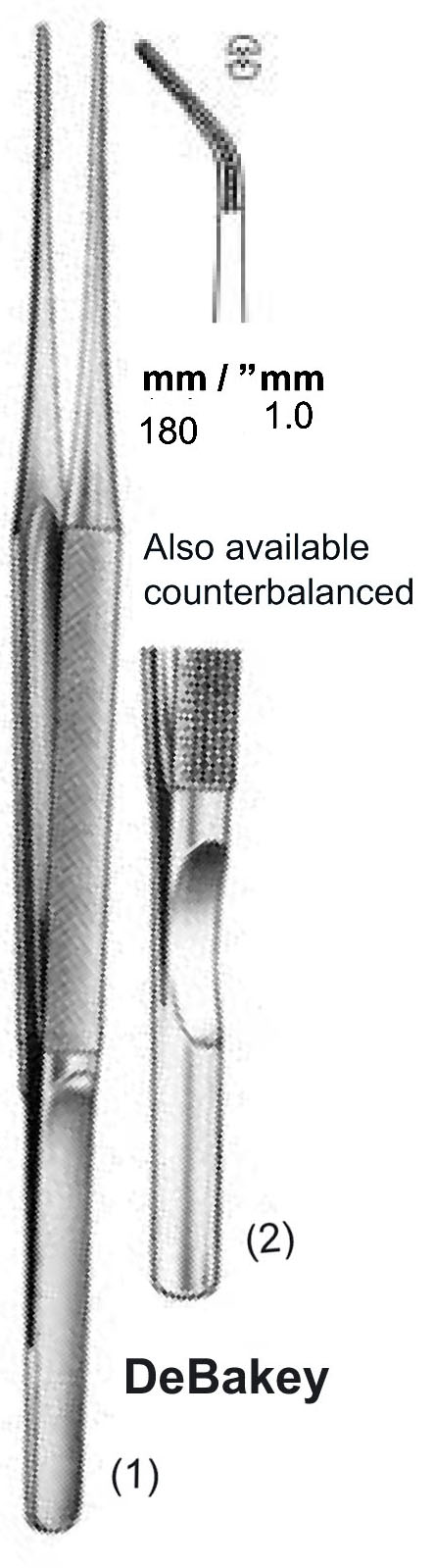 DE BAKEY TUNGSTEN MİKRO FORSEPS DÜZ DİŞLİ 1,0MM 18 CM